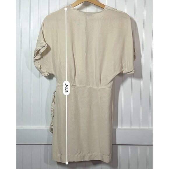 & Other Stories Stockholm Atelier Ivory Cream Short Sleeve Wrap Dress Tie Waist - Picture 11 of 11